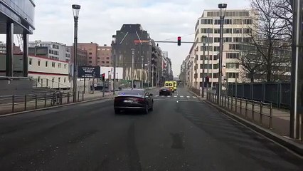 Lots of ambulances, army trucks and police in Brussels, Belgium