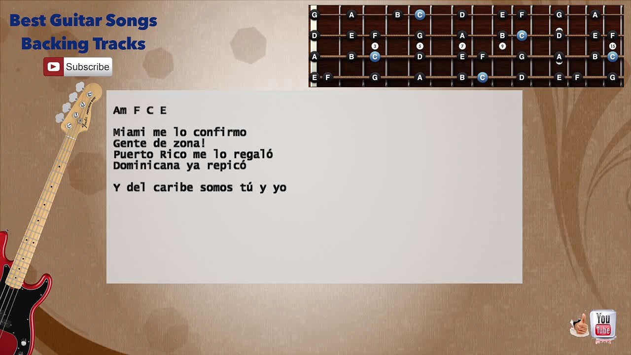 La Gozadera - Gente de Zona ft. Marc Anthony Bass Backing Track with scale, chords and lyrics