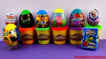 Kinder Surprise Play Doh Frozen Shopkins Peppa Pig TMNT Spongebob Surprise Eggs StrawberryJamToys