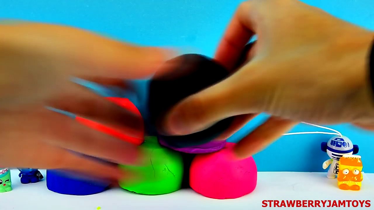 Shopkins Play Doh Spongebob Cars 2 Moshi Monsters Angry Birds Smurfs Surprise Eggs StrawberryJamToys