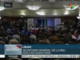 Secretario general de la ONU visita a refugiados sirios en Líbano
