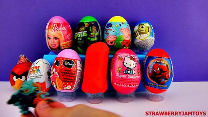 Sofia the First Play Doh Spiderman Barbie TMNT Kinder Surprise Peppa Surprise Eggs StrawberryJamToys
