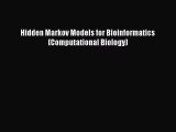 Download Hidden Markov Models for Bioinformatics (Computational Biology) PDF Free