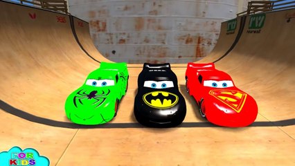 BATMAN SUPERMAN & SPIDERMAN DANCE PARTY & Lightning McQueen CARS - Fun Superhero Movie