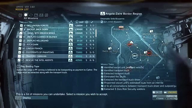 Metal Gear Solid V The Phantom Pain - Mission 16 Perfect Stealth All Tasks 【 Traitors Caravan 】