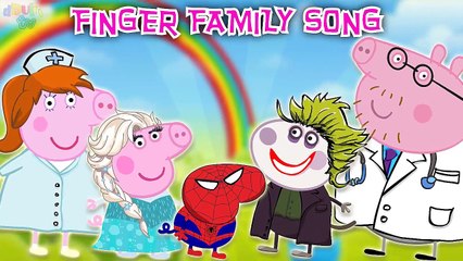 Peppa Pig Elsa Frozen, Spiderman, Joker and Doctors FINGER FAMILY songs for kids