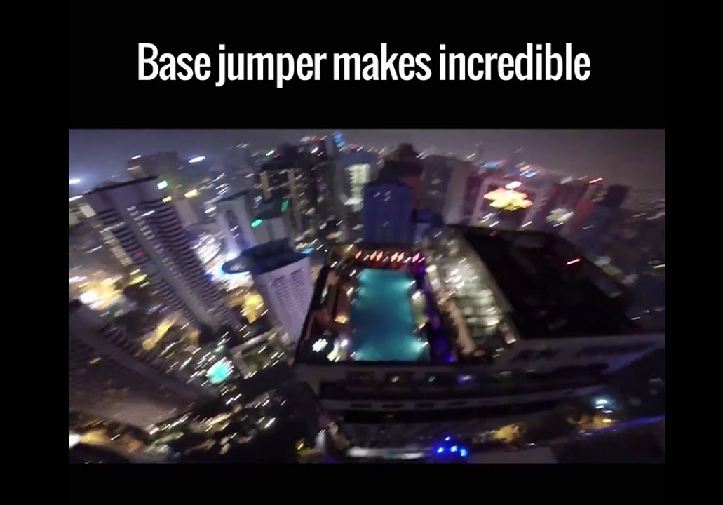 Base Jumper New Way to Enter the Pool Party