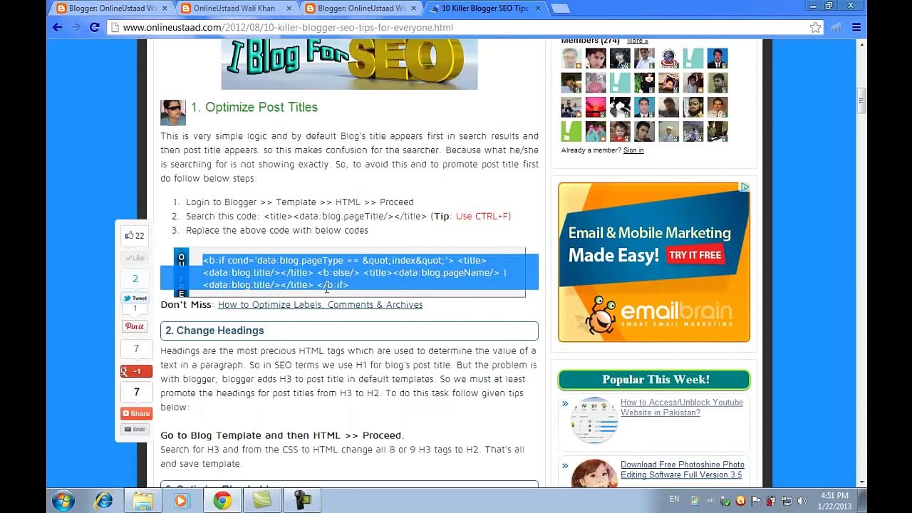 Blogger template customization in Urdu_Hindi part 11 of 11 Final