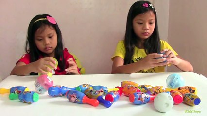 2 GIANT Surprise Eggs: Toy Story Mickey Mouse Bowling Set Pokemon Surprise Toys