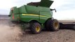 Four John Deere S690 Combines Harvesting Soybeans