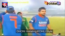 M.S Dhoni Funny Moments imitating Kohli , Pthan , Tiwari