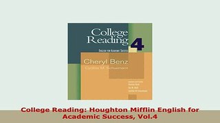 PDF  College Reading Houghton Mifflin English for Academic Success Vol4 Download Online