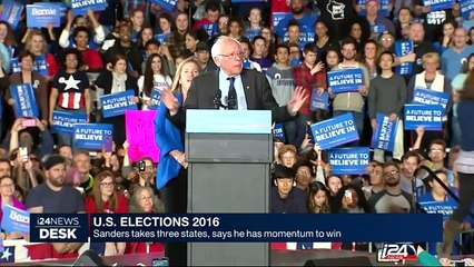 Sanders takes three states, says he has momentum to win