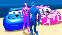 Blue SPIDERMAN & Pink SPIDERGIRL & Custom Lightning McQueen CARS - Fun Superhero Movie + SONGS