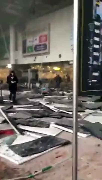 Footage immediately after explosions in Belgium