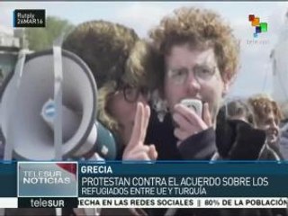 Video herunterladen: Grecia: protestan en Lesbos contra acuerdo sobre refugiados