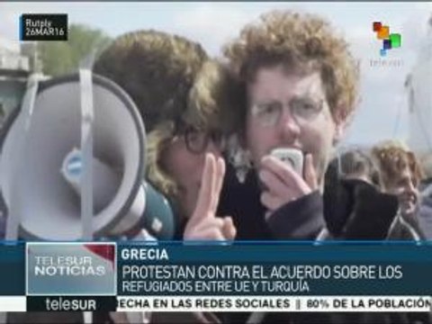 Grecia: protestan en Lesbos contra acuerdo sobre refugiados