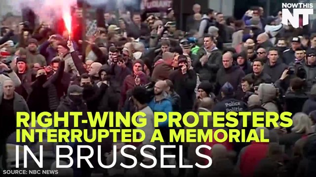 Hundreds Of Right-Wing Protesters Interrupts A Memorial In Brussels