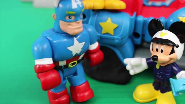 Mickey Mouse Policeman with Batman and Duplo Lego Spiderman with Captain America Fix Flat