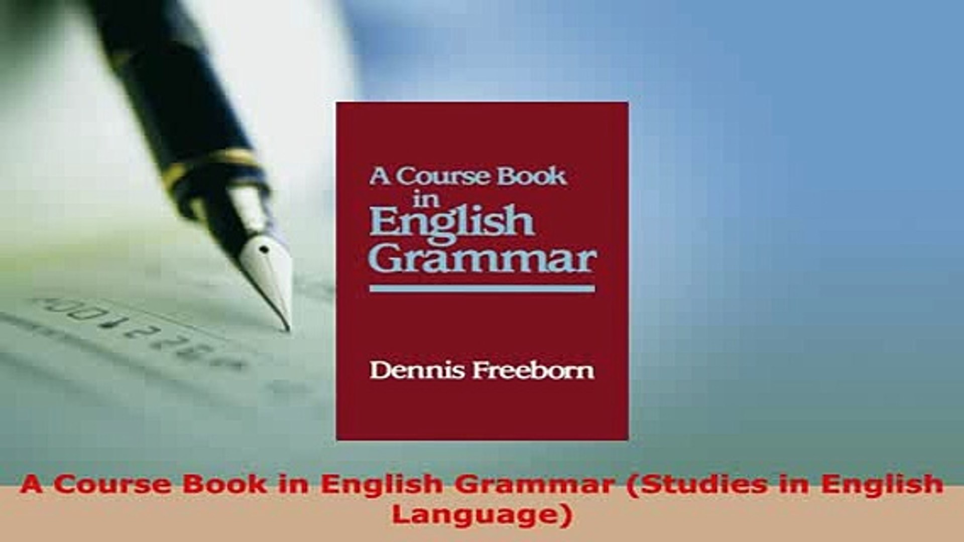 PDF  A Course Book in English Grammar Studies in English Language PDF Book Free