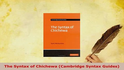 PDF  The Syntax of Chichewa Cambridge Syntax Guides Download Online