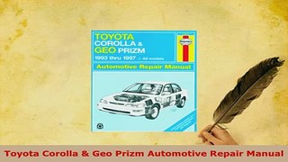 Download  Toyota Corolla  Geo Prizm Automotive Repair Manual PDF Online