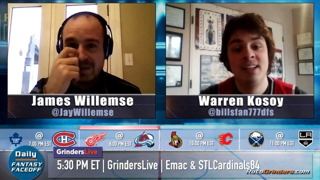 วันจินตนาการ NHL:2/27/16 DraftKings เลือกอยู่ออกจาก RotoGrinders