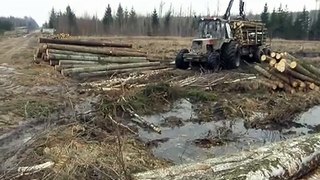 Belarus Mtz 1025 forestry tractor, difficult, wet conditions