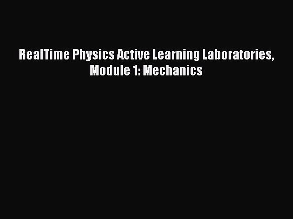 Download RealTime Physics Active Learning Laboratories Module 1: Mechanics PDF Free
