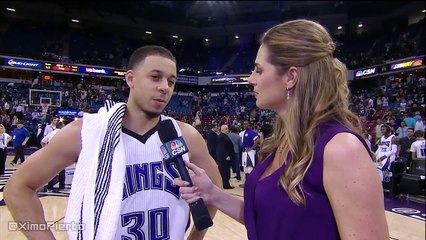 DeMarcus Cousins s'incruste dans l'interview de Seth Curry
