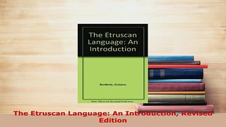 PDF  The Etruscan Language An Introduction Revised Edition Ebook