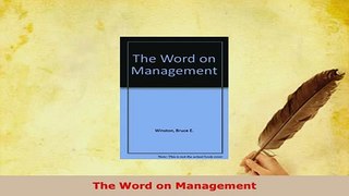 PDF  The Word on Management Free Books