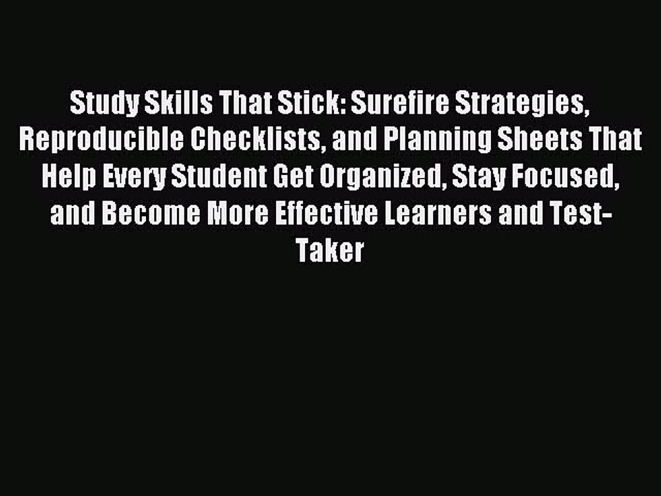 Read Study Skills That Stick: Surefire Strategies Reproducible Checklists and Planning Sheets