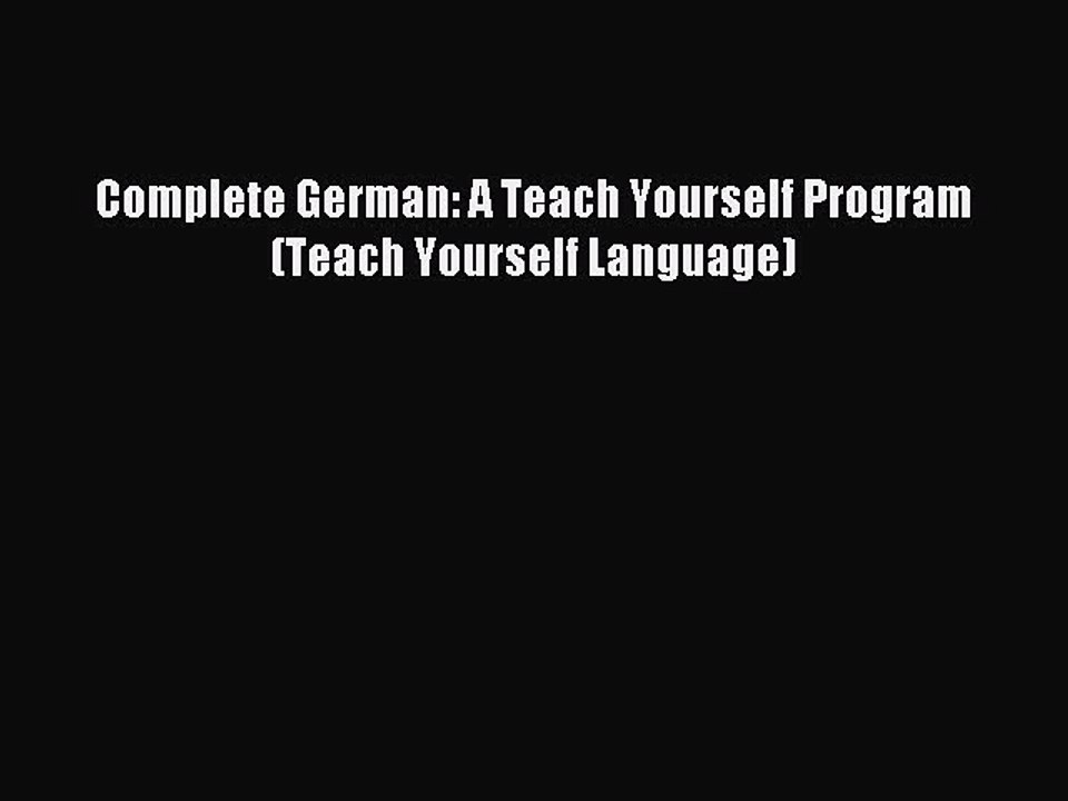 Read Complete German: A Teach Yourself Program (Teach Yourself Language) Ebook Free