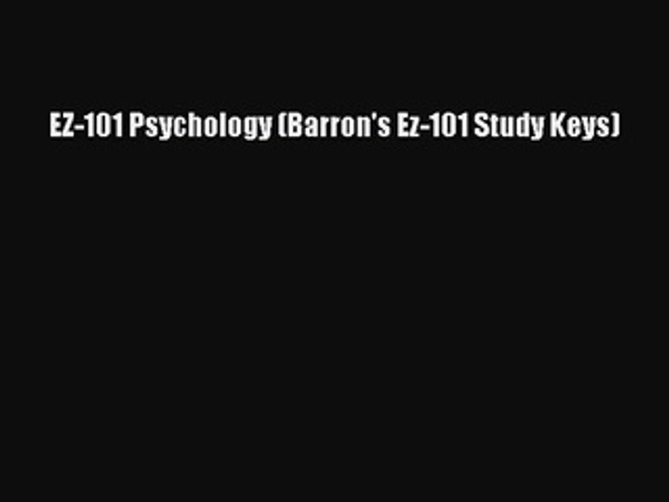 Read EZ-101 Psychology (Barron's Ez-101 Study Keys) Ebook Free