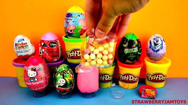 Barbie Play Doh Frozen Peppa Pig TMNT Kinder Surprise Spongebob Surprise Eggs StrawberryJamToys