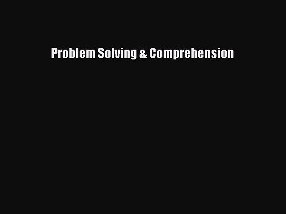 Read Problem Solving & Comprehension Ebook Free