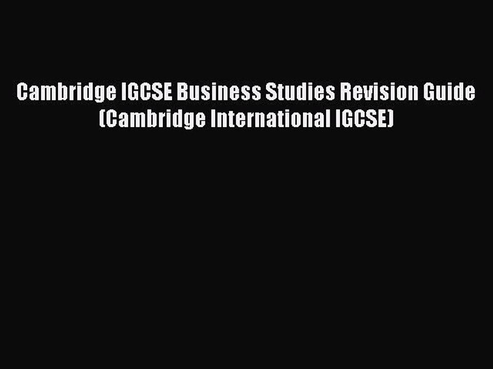 Download Cambridge IGCSE Business Studies Revision Guide (Cambridge International IGCSE) Ebook