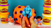 Giant Play Doh Surprise Egg with Shopkins Toy Story Spongebob Sofia the First Finding Nemo Strawberr