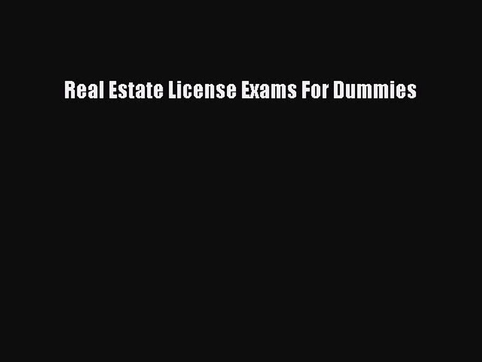 Read Real Estate License Exams For Dummies PDF Free