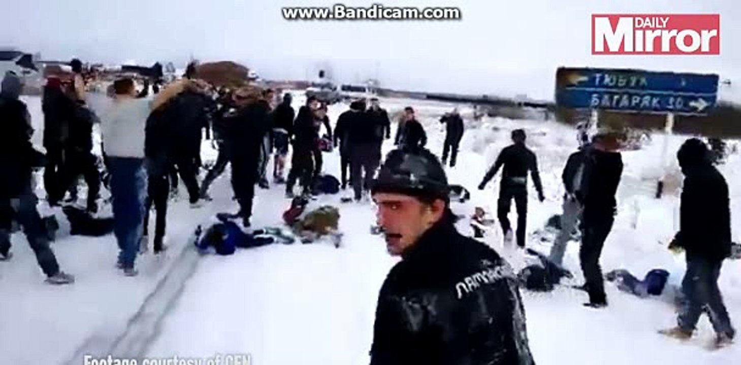 76 Russian football hooligans punching, kicking and beating each other