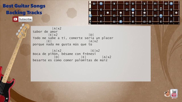 Sabor De Amor - Danza Invisible Bass Backing Track with scale, chords and lyrics