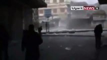 Homs, SYRIA: The Free Syrian Army liberating a military checkpoint in Souq Masqouf