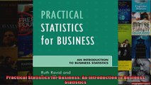 Practical Statistics for Business An Introduction to Business Statistics