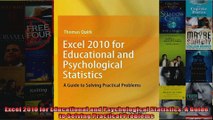 Excel 2010 for Educational and Psychological Statistics A Guide to Solving Practical