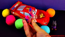 Shopkins Play Doh Lightning McQueen Peppa Pig Cookie Monster MLP Surprise Eggs StrawberryJamToys
