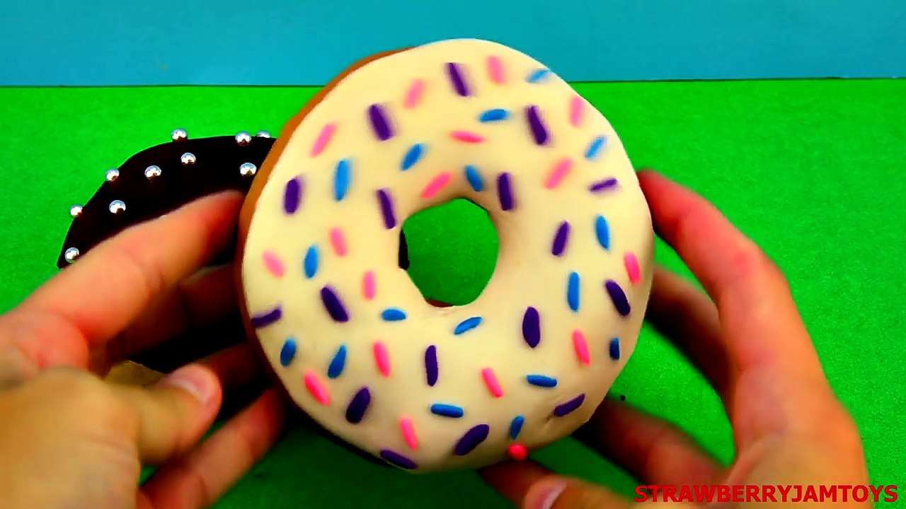 Spiderman Play Doh Shopkins Cars 2 Spongebob Kitty Donut Doughnut Surprise Eggs StrawberryJamToys