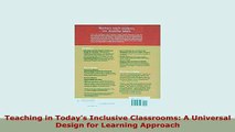 PDF  Teaching in Todays Inclusive Classrooms A Universal Design for Learning Approach PDF Book Free