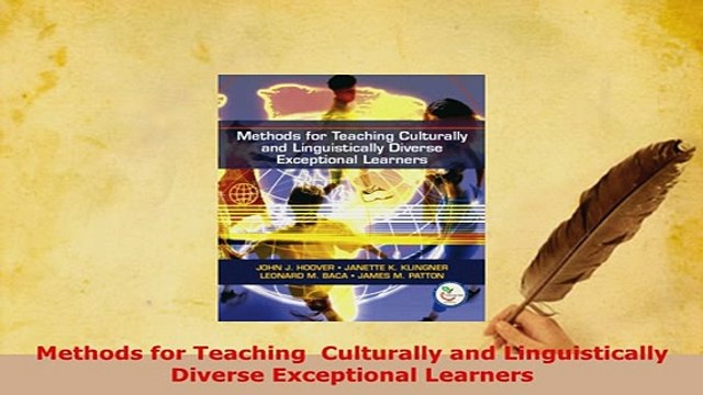 PDF Methods for Teaching Culturally and Linguistically Diverse Exceptional Learners PDF Full Ebook