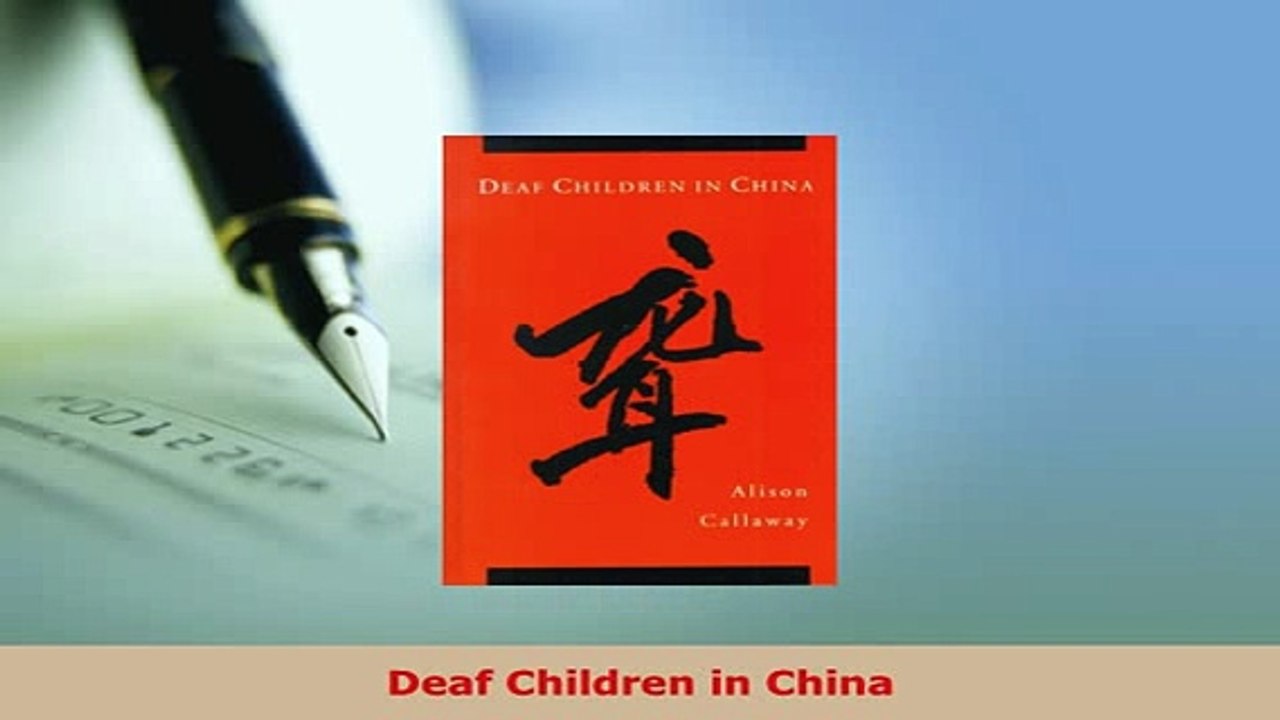 PDF  Deaf Children in China Read Online